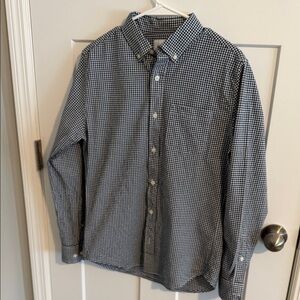 Goodfellow & Co Navy and White Gingham Poplin Slim Shirt size Small